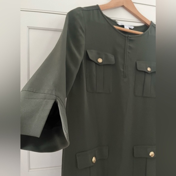 DIANE VON FURSTENBERG Mini Dress Size 2 Olive Green - Picture 3 of 7
